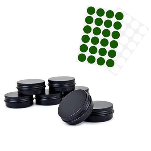 1oz. Metal Tin 30g Sample Lip Balm Tins Aluminum Tin Containers with Lids Screw Top Tins Cans Empty Storage Jars,Pack of 48(Black)