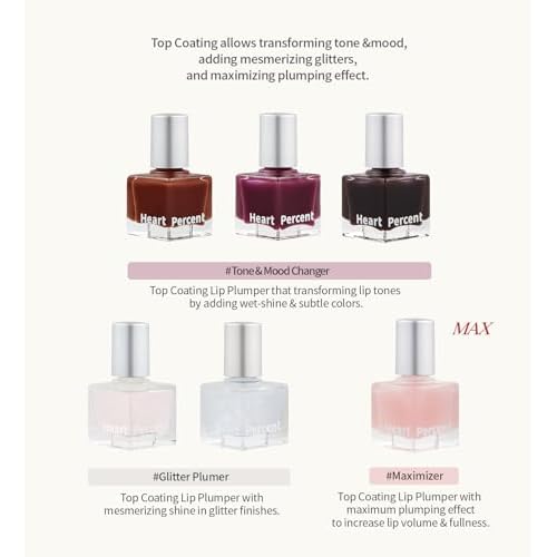 Heart Percent Dote On Mood Top Coating Lip Plumper, High-Shine Glossy Finish Tone Down Color & Mood Changing Lip Gloss 03. Mood Changer