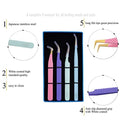 HADIZ Fiber Tip Tweezers Set of 4 Diamond Grip Eyelash Extensions Tweezers Japanese Stainless Steel Lash Tweezer (Combination)