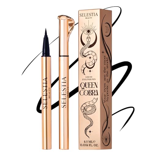 Black Liquid Eyeliner Pencil Queen Cobra ? Long-Lasting ? Quick-Drying, No Flaking ? Thin Applicator & Intense Color ? 0.016 fl.oz