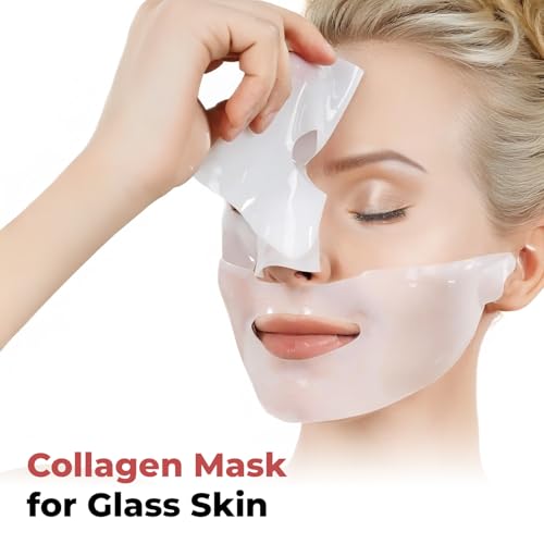 MONIER Collagen Face Mask | Bio-Collagen Real Deep Mask, Overnight Sheet Mask for Glass Skin, Facial Beauty Korean Skin Care - For Dry & Sensitive Skin (4 Pack)