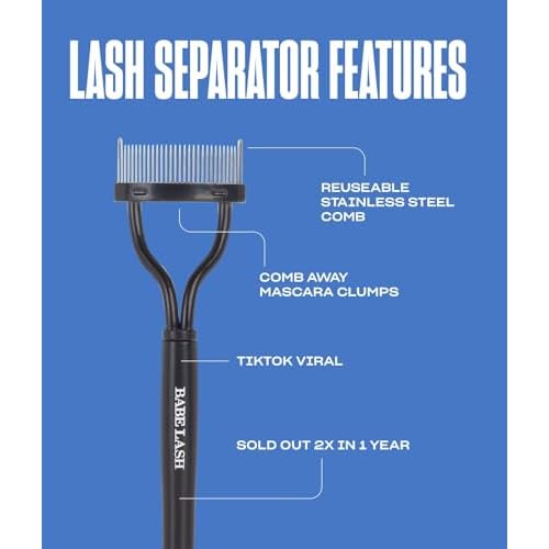 Babe Original Pro Eyelash Separator, Removes Clumps on Mascara, Reusable Stainless Steel Lash Comb for Cleaning Lashes