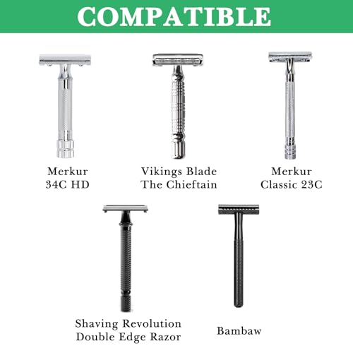 Linkidea Stainless Steel Razor Stand and Brush Holder with Non-Slip Base, Creative Bamboo Style Safety Shaver Organizer Compatible with Vikings Blade Chieftain, Odin (Grey)