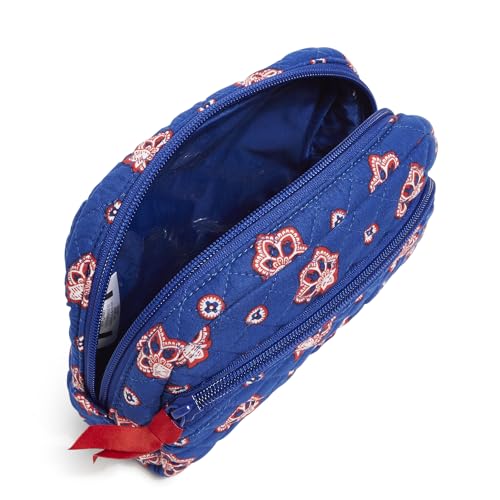 Women's Cotton Nfl Medium Cosmetic Makeup Organizer Bag (Multiple Teams Available), Dallascowboysonblue/Graybandana, One Size
