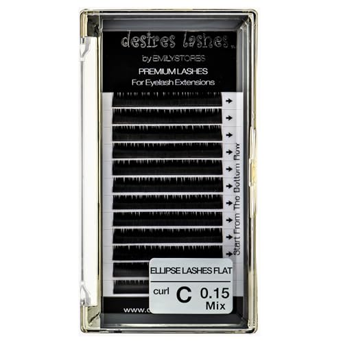 Ellipse Eyelashes 0.15mm Thickness C Curl Length Mixed Sizes 8-14mm Flat Lashes Extensions Volume Soft For Lash Extension(Ellipse,Flat0.15,C,Mixed 8-14mm)