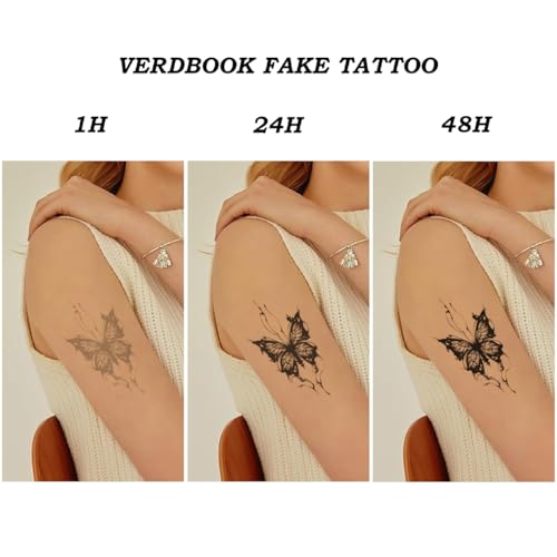 Waterproof Temporary Tattoos: 2-Sheet Tattoo Kit with Realistic Body Stickers, Semi-Permanent Tattoos for Adults Lasting 7-15 Days ? Safe for Men & Women, Winged Dragon Pose Pattern