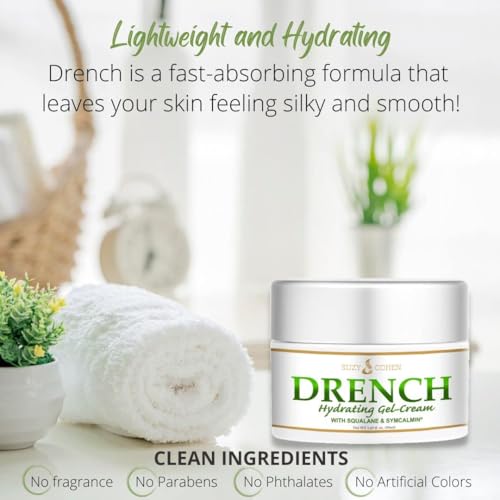 Script Essentials Suzy Cohen Drench Face Cream with Squalane & Aloe ? Lightweight, Fast-Absorbing, Fragrance-Free Face Cream 1.69 oz (50ml)
