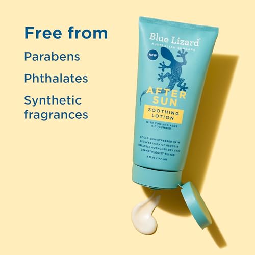 BLUE LIZARD After Sun Soothing Lotion, Lightweight Formula with Shea Butter, Soothes and Moisturizes, Proven to Reduce the Look of Redness, Instant Hydration, Vegan, Hypoallergenic, 6 oz.