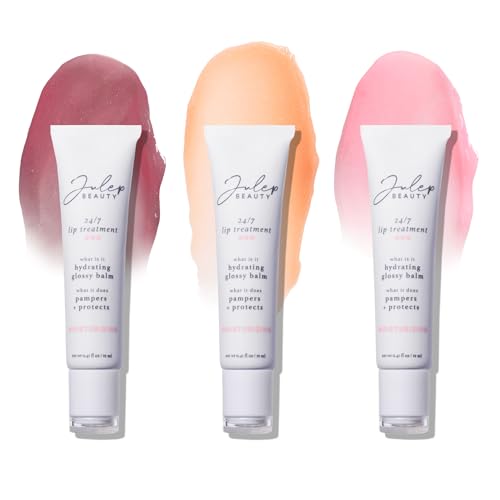 Julep 24/7 Lip Treatment Hydrating Glossy Balm Lip Mask Trio ? Barely There, Gotta Glow, Pink and Polished ? For Moisturized, Hydrated Lips ? Vegan & Cruelty-Free