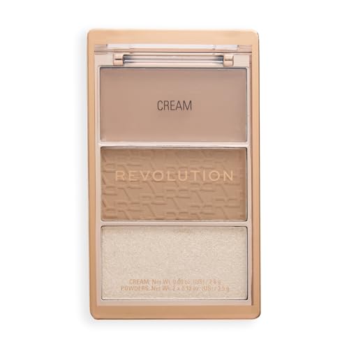 Revolution, Bronze Icon Palette, Cream, Matte, & Shimmer Bronzer Trio for Buildable Glow, Infused with Hyaluronic Acid, Vegan & Cruelty-Free, Divine Fair, 0.09 oz