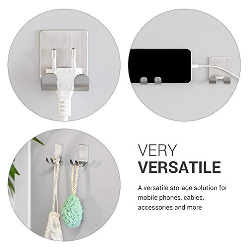 kwmobile 2x Razor Holder- Self-Adhesive Aluminum Alloy Shaver Wall Mount - Bathroom Organizer for Showers - Silver