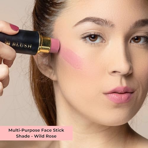 Cream Blush Stick by Phoenix Beauty ? 3-in-1 Cheek, Lip & Eye Color | High Pigment, Hydrating Formula with Shea Butter & Hyaluronic Acid | Multi-Use Makeup Stick for Dewy Skin (Wild Rose, Regular)