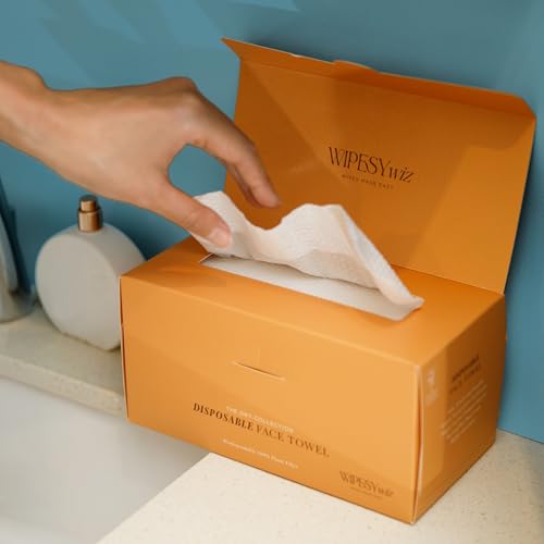70 Count Disposable Face Towels Facial Cleansing Wipes, Quick Dry Makeup Remover Cloths, Soft Face Towelettes for Women & Men by WipesyWiz 7.9"x7.9" (Pack of 1)
