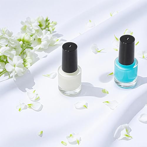 ZENFUN 50 Pack 5 ml Empty Nail Polish Bottles with Brush Cap, Clear Nail Polish Containers with 6 Funnel in Bulk, Glass Refillable Nail Bottles for Nail Art, Samples