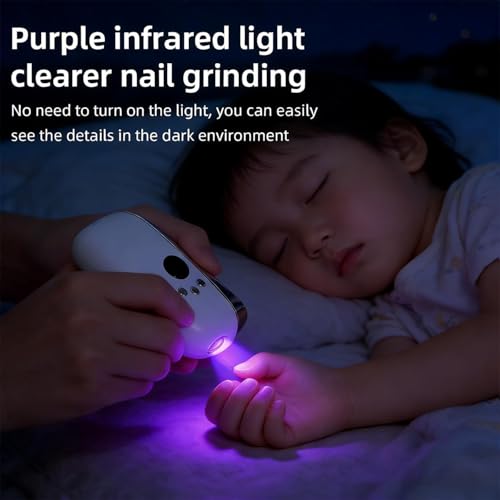 Electric Nail Clipper, Upgraded Electric Nail Trimmers with LED Light, Baby Nail File with 3 Adjustable Speeds, Slant Curved Blade Nail Clipper for Thick Toenails and Ingrown Nails, for Adults, Kids