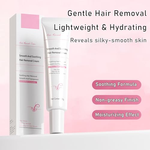 Facial Hair Removal Cream for Women - Gentle Lip & Face Depilatory with Aloe Vera, Painless Hair Remover for Sensitive Skin, Non-Greasy Formula(1.7 fl oz)