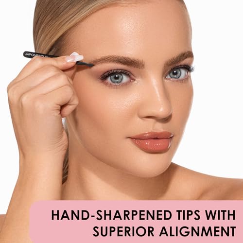 JAPONESQUE Pointed-Slant & Slant Tweezers, 2 Pack for Eyebrow Grooming, Facial Hair Removal, Rose Gold and Black, Stainless Steel