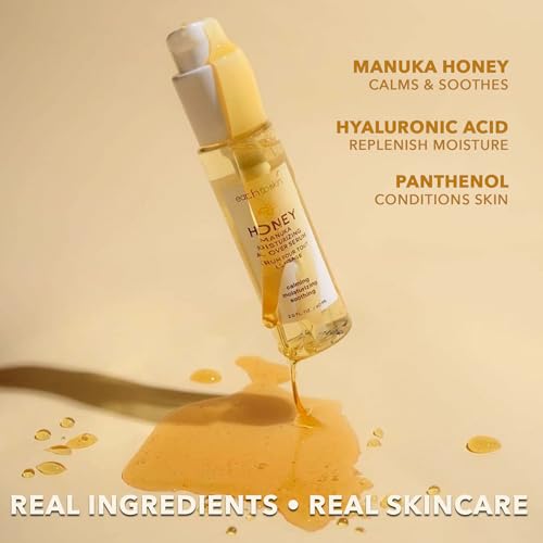 Earth to Skin Manuka Honey Serum Hydrating Face Serum for Face, Neck and Eye Area with Hyaluronic Acid and Panthenol - Fast Absorbing Lightweight Care for Dry Sensitive Skin - Clean Face Care - 2fl oz