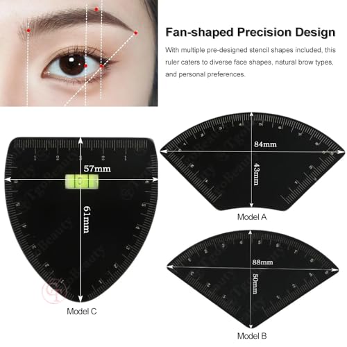 Aluminum Alloy Reuse Fast Drawing Eyebrow Design Ruler Microblading Mapping Tool Shaping Permanent Makeup Drawing Guide Ruler Tattoo Supplies (B)