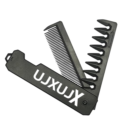 Portable Comb - Foldable Fine Tooth & Textured Styling Comb with Durable ABS Handle, Multi-Functional Folding Hair Comb for Mustache, Wide Tooth Styling at Home, Salon, Travel
