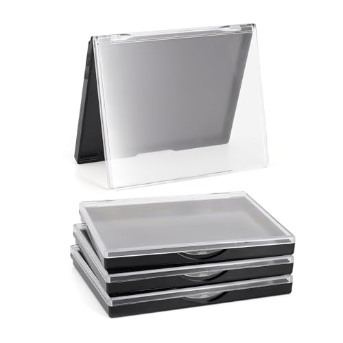 Magnetic Makeup Palette with Clear Top, 3Pack Empty Eyeshadow Pan Dispensing Storage Box with 60Pcs Adhesive Metal Stickers for DIY Cosmetics Lipstick Blush Powder-4.8" x 4"Palette