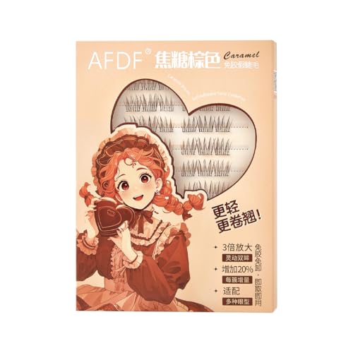 Brown Self Adhesive False Eyelashes 60 Clusters Press On Eyelash LASGOOS Natural Curl 3D Lash Individual 10-12mm Pre-Glued DIY Eyelash Extensions COSPLAY MANGA No Glue/Remover Needed Fake Lashes Idol