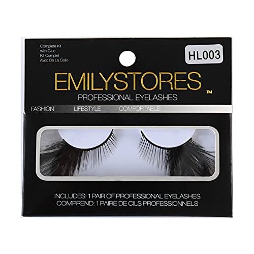 EMILYSTORES Black-Wing Faux-Feather Costume Eye Lashes For Black Swan Cosplay Halloween Dramatic Eyelashes Party Looking 1 Pair