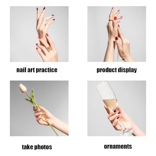 Realistic Life Size Silicone Female Hand Mannequin for Jewelry Display Nail Art Practice Photography Flexible Fingers Durable Lifelike Fake Hand Model (Right Hand Without Skeleton, Nude)