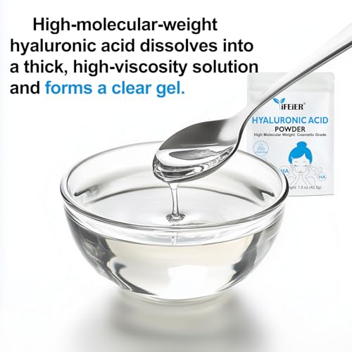 Hyaluronic Acid Powder | High Molecular Weight Hyaluronic Acid Serum Powder | 1.5oz(42.5g) Cosmetics Grade | Sodium Hyaluronate | LMW HMW HA ingredient to make gel for DIY Serums