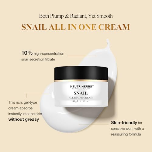 Neutriherbs Pro 10% Snail Mucin Moisturizer, Face Cream For Women & Men, 20X Concentrated Anti-Aging & Skin Repair, USA-Sourced Snail Secretion Filtrate - 1.69 oz