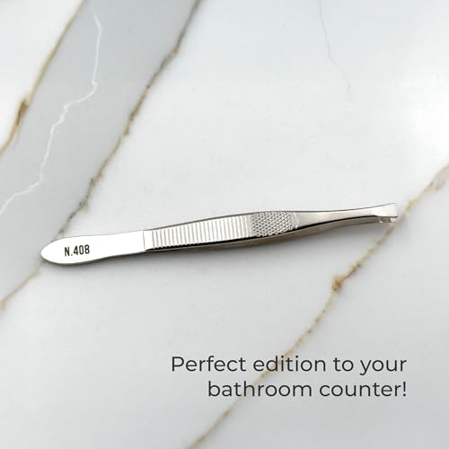 NGHIA Straight Tip Tweezer - N-408 | Gold Plated Stainless Steel | Ergonomic Eyebrow Tweezer for Precision Grooming | Hair Removal | Professional Quality for Salon and Home Use