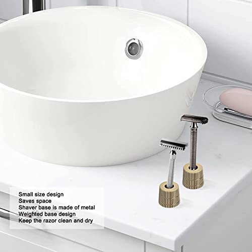 Metal Shaving Stand Base, Lightweight Slip Resistant Save Space Keep Dry Razor Holder, Brush & Toothbrush Pen Stand