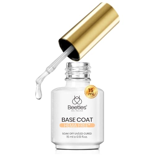 Beetles Hema Free Gel Base Coat 15ml - 2026 Upgraded Formula Base Coat Soak Off UV LED Long Lasting Gel Polish for DIY Home & Salon Nail Art Manicure Gift for women