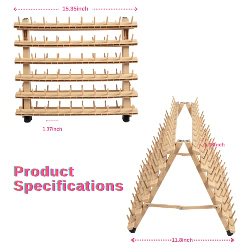 Braiding Hair Rack - Multifunction Extensions Holder Braiding Rack for Hair Stylist (120 Spool, Wood color)