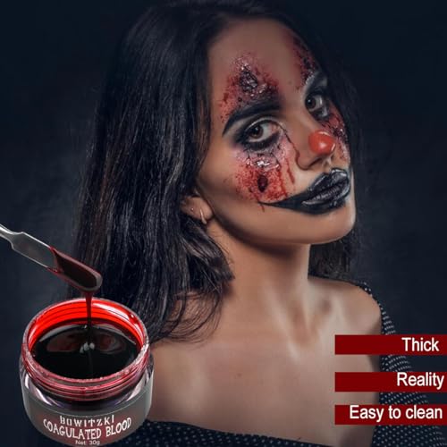 Bowitzki Halloween Makeup Kit SFX Scar Wax Special Effect Makeup,Coagulated Blood + 3 Colors Oil Based Face Paint + Spirit Gum + Skin Wax + 3 Stipple Sponges + Spatula