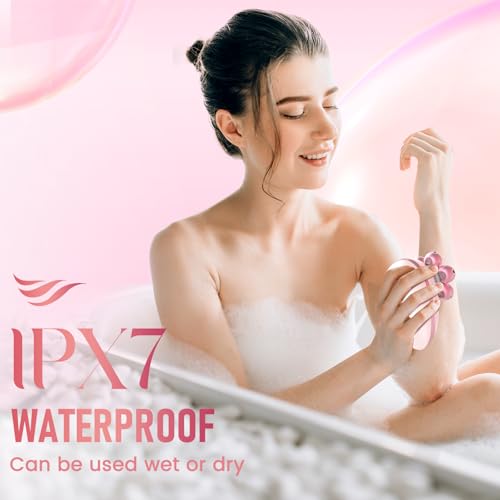 Electric Razors for Women, 7D Rotary Shaver for Legs Bikini Rechargeable, Wet/Dry Hair Removal Kit for Whole Body, Cordless Lady Trimmer Groomer, Wider Shaving Surface, Peach
