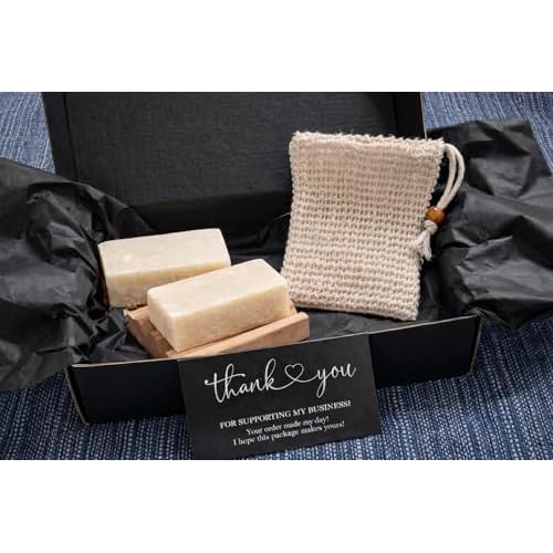 Ylang Ylang & Lavender Soap Gift Set ? Handmade Soap Bars with Sisal Soap Saver & Wood Soap Dish, Gift Ready