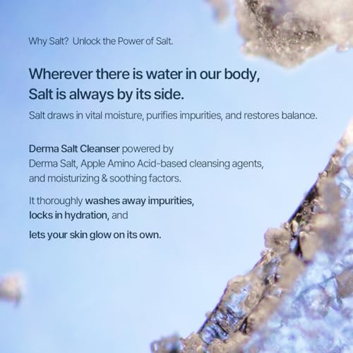 Derma Salt Foaming Cleanser, Gentle cleansing, Sooting, Hydration, Sebum Control, Suitable for sensitive skin, Vegan, Korea No.1 Derma Salt Formula, Aloevera, Skin-friendly ingredients
