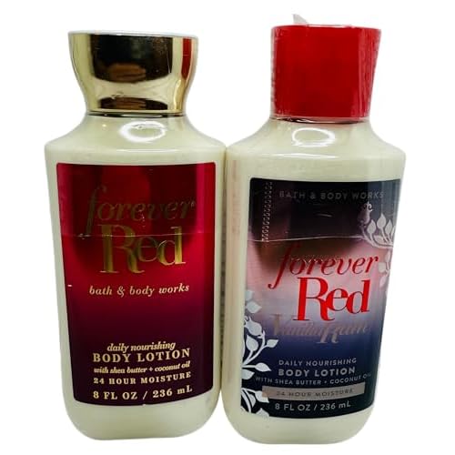 Bath & Body Works Forever Red and Forever Red Vanilla Rum Body Lotion 8 Ounces Each Set of 2
