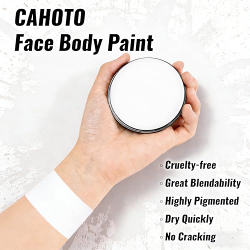 White Face Body Paint, Water Based Foundation, Full Coverage Vegan Halloween Makeup Paint for Goth Skeleton Mime Ghost Clown Zombie Skull Vampire SFX Makeup Cosplay Party Stage Film, 0.88oz