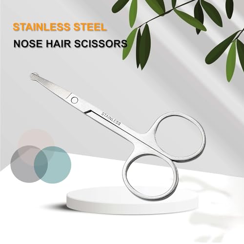 Nose Hair Trimmer Nose Hair Scissors, Hysotok Stainless Steel Nose Hair Clippers Friendly Round Tip, Easy Cut, Nose Hair Trimming Tweezers for Noses, Eyebrow for Men and Women