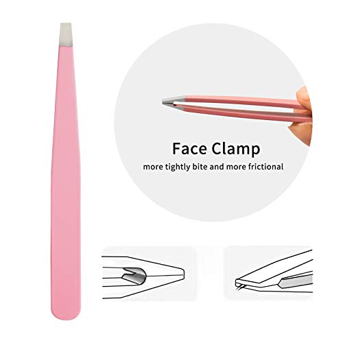 Tweezers Set 4-piece, Professional Stainless Steel Tweezers, Precision Tweezers for Eyebrows, Facial Hair, Ingrown Hair, Splinter, Blackhead and Tick Remover (PINK)