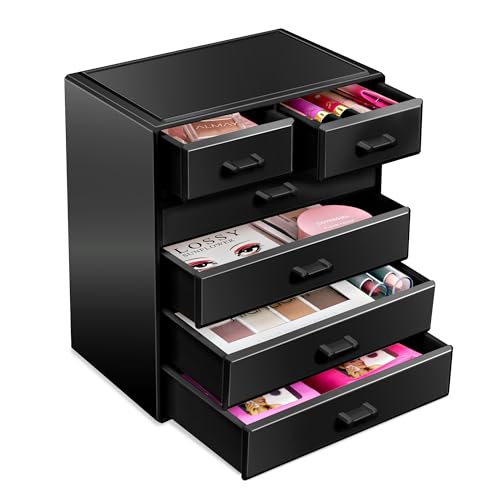 Sorbus Acrylic Makeup Organizer - Organization and Storage Case for Cosmetics Make Up & Jewelry - Large Makeup Organizer for Vanity, Bathroom, College Dorm, Closet, Desk (4 Large, 2 Small Drawers)