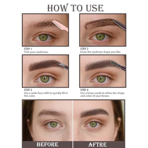 6 Pack Medium Brown Eyebrow Pencil, Waterproof Eye Brow Pencils for Women- Dual-Ended with Spoolie Brush and Triangular Tip for Easy Defining, Natural Fill, Long-Lasting Brows, Sweatproof