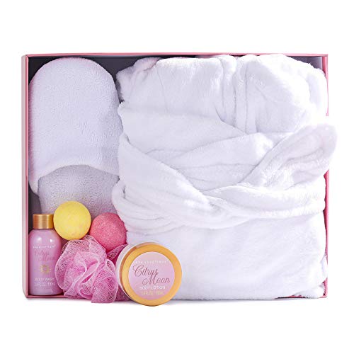 Spa Luxetique Robe and Slippers Spa Set Women, Christmas Mothers Day Gifts, 6pcs Flannel Soft Bath Robe, Bath and Body Works Bath Sets with Slippers, Body Lotion, Bath Bombs, Robe Sets for Women