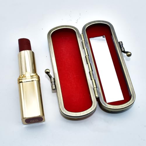 Ladies Floral Lipstick Case Holder with Mirror,Makeup Cases for Women (Yellow)