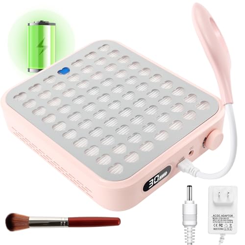 ANGNYA Nail Dust Collector with Lamp,Vacuum Fan Rechargeable Dust Collector with Dust Brush Powerful Brushless Dust Collector for Acrylic Gel Nail Polishing, Perfect for Salon Home Use