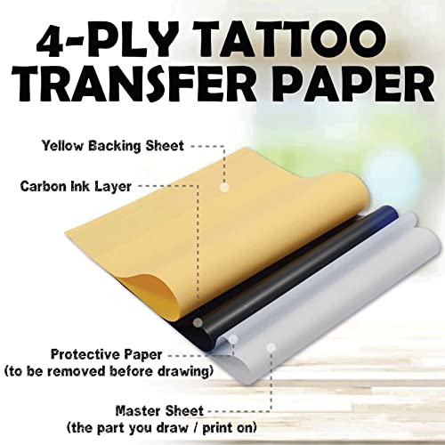 Tattoo Practice Skins with Transfer Paper - 40Pcs Blank Tattoos Skin Practice and Stencil Paper Kit Includes 30Pcs DIY Tracing Paper and 10Pcs Double Sides Tattoos Fake Skins for Beginners Artis