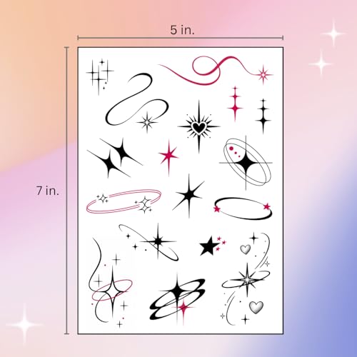 Tiny Y2K Temporary Tattoos | Realistic Waterproof Finger, Face, Hand Fake Tats | Festival, Bachelorette, Halloween, Birthday Favors, Accessories