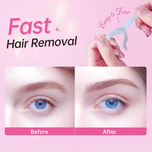 Beauty7 Sensitive Eyebrow Wax Strips Kit - 24 Strips with Pearl Powder & Essential Oil for Women with Sensitive Skin